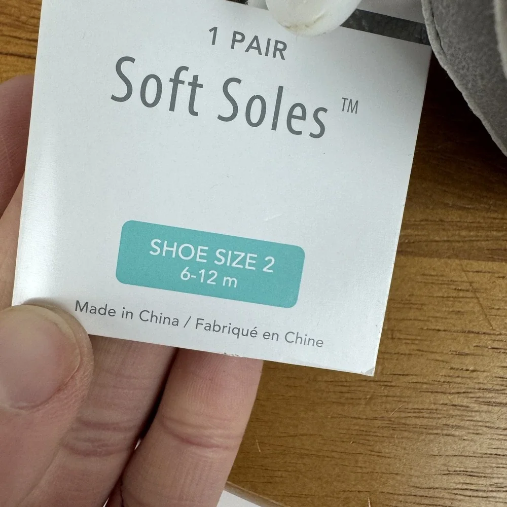 New Infant Robeez Soft Soles Gray Comfort Casual Shoes Size‎ 6-12 Months NWOB